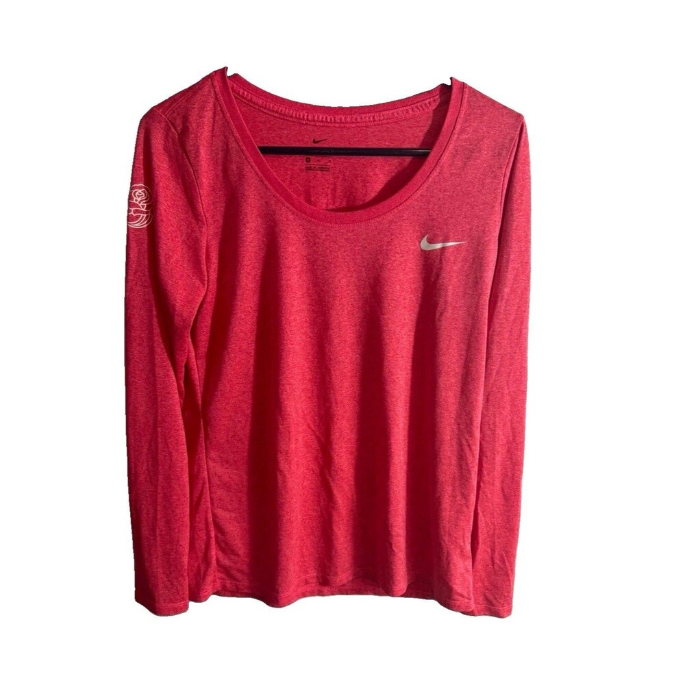 Nike Dri-FIT Women's Pink Long Sleeve Scoop Neck Stretch Top Athletic Fit M
